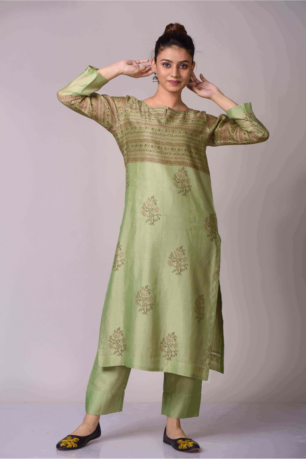 Green Print Kurta
