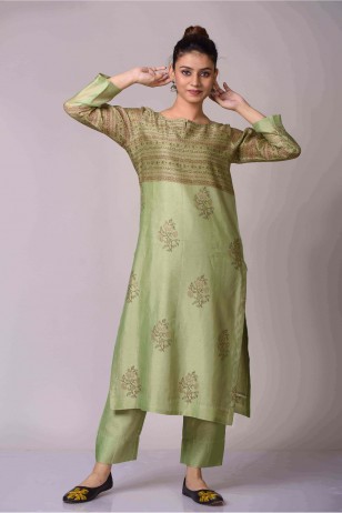 Green Print Kurta