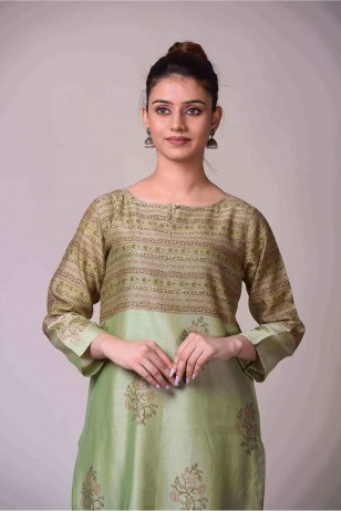 Green Print Kurta