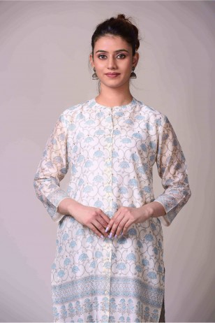Grey Print Kurta