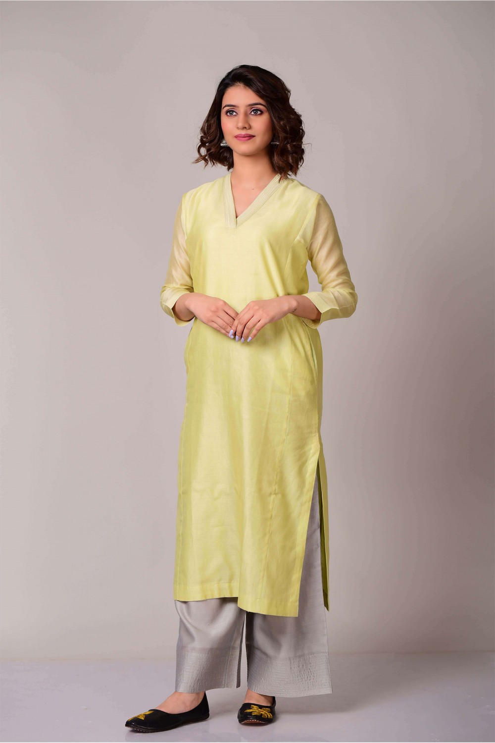 Yellow Print Kurta