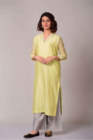 Yellow Print Kurta