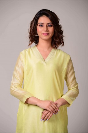Yellow Print Kurta